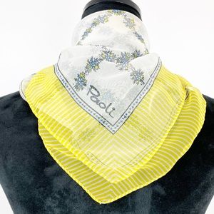 Mila Paoli Scarf Yellow & Blue Sheer Vintage